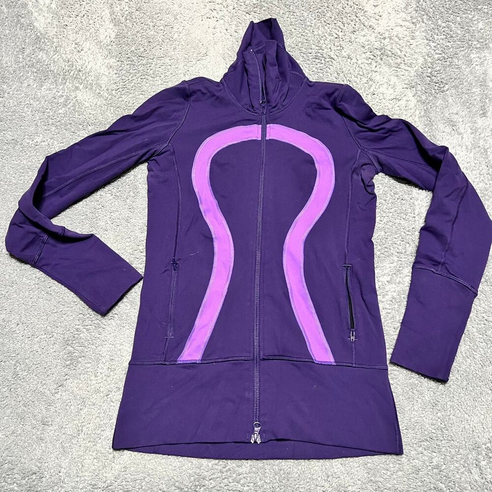 Lululemon In Stride Jacket Womens 4 Full Zip Purple Thumbholes **